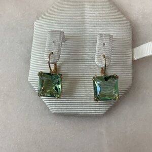 Swarovski Millenia Green Square Crystal Drop Hook Earrings, Brand New